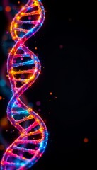 Vibrant Double Helix Against Black