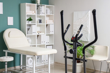 Exercising bike in physiotherapist's office