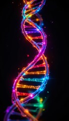 Luminous Double Helix Black Background