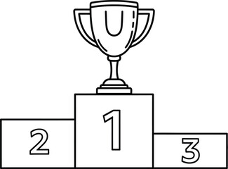 Trophy on a winner's podium with first, second, and third place markings