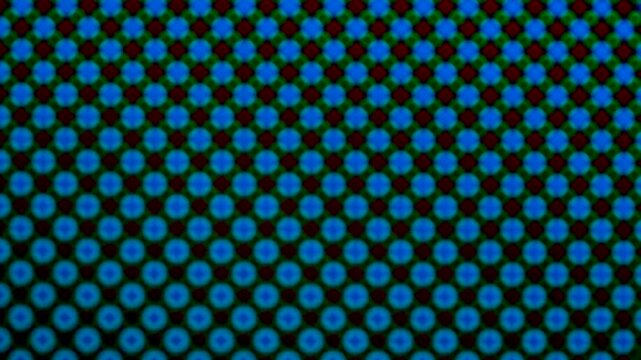 OLED screen display pixel RGB Bayer array under microscope