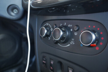 Fototapeta premium Controls and dials in a modern car interior