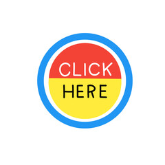 Click Here sign symbol on round button