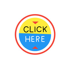 Click Here sign symbol on round button