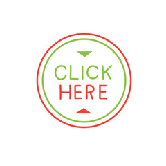 Click Here sign symbol on round button