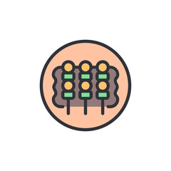 Stylized Icon Representing Skewers With Meat And Vegetables