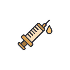 Illustration Of A Medical Syringe With A Drop Of Liquid