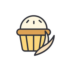 Fototapeta premium Adorable Cupcake With Vanilla Bean Isolated On Transparent Background