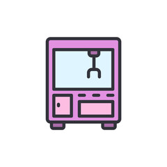 Isolated Cute Pink Claw Machine For Arcade Game On Transparent Background