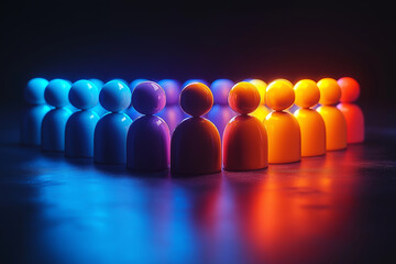 Icon of a Unique Leader Leading a Diverse Business Team Through Abstract Reflection of Success, Teamwork