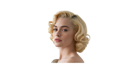Portrait of a Young Woman with Classic Hollywood Blonde Hairdo
