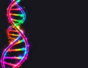 Vibrant Glowing Double Helix Dark Background