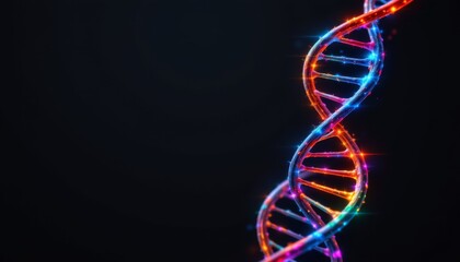 Vibrant Double Helix Structure Dark Background