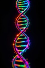 Colorful Glowing Double Helix Black Background