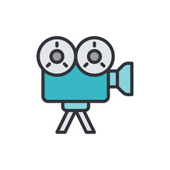 Vintage Style Film Camera Icon On Transparent Rendering