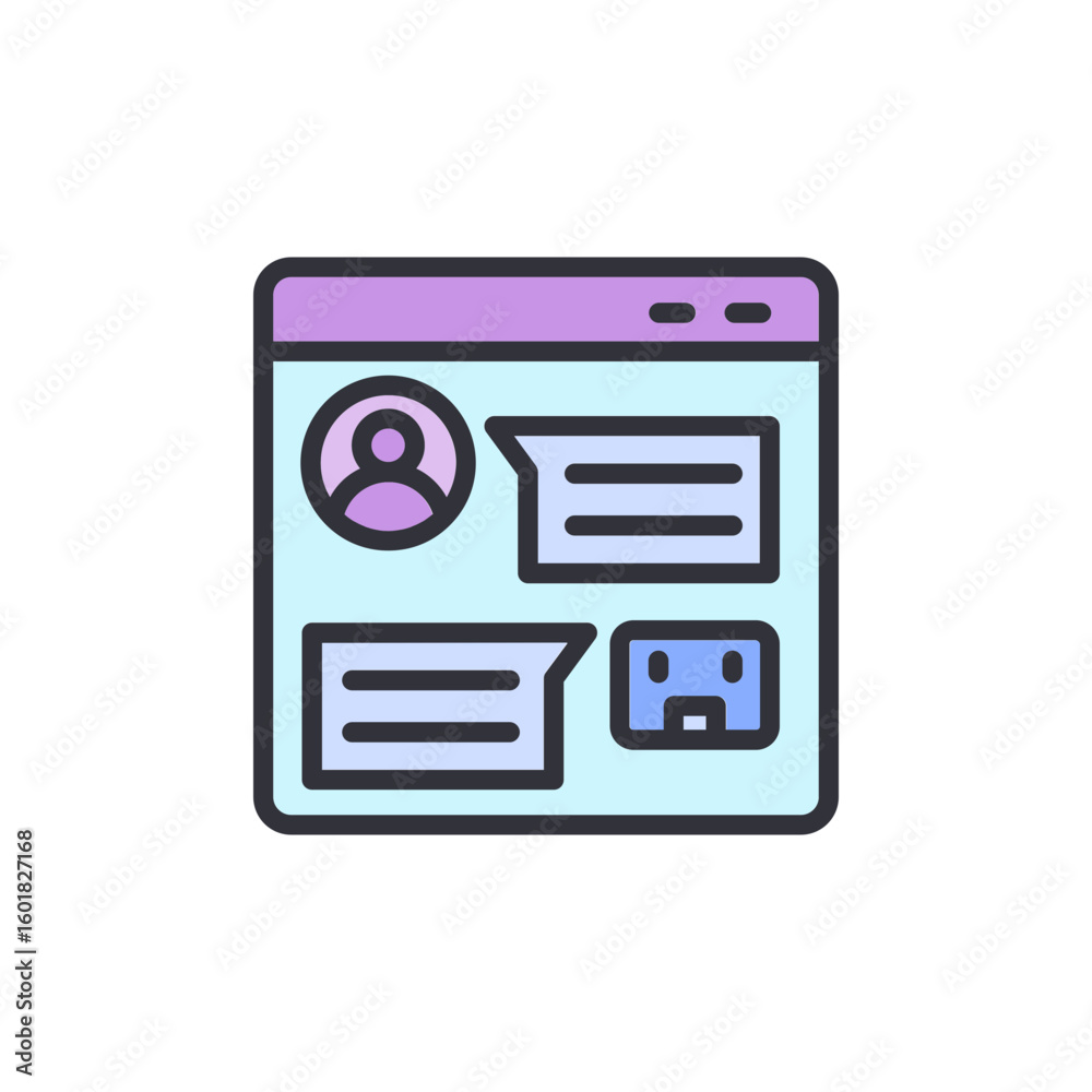 Poster digital communication interface with user profile and chat bubbles