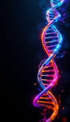 Vibrant Double Helix Structure Black Background