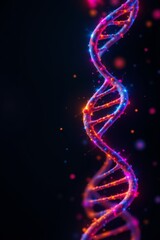 Vibrant Glowing Double Helix Dark Background