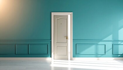 Open door in teal room
