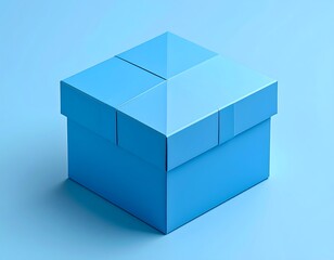 Fototapeta premium Modern blue geometric box presents mystery and intrigue for product presentation background asset