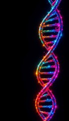 Vibrant Illuminated Helix Structure Black Background