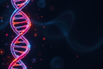 Glowing Double Helix with Radiant Particles