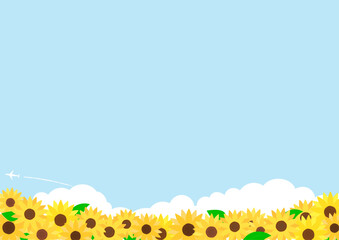 夏空と向日葵の背景