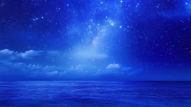 Starry night over ocean