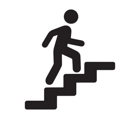 Walk up stairs icon silhouette.