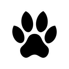 Dog paw print silhouette isolated on animal