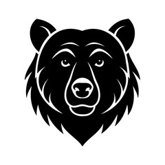 Silhouette a bear head with outline details graphic
