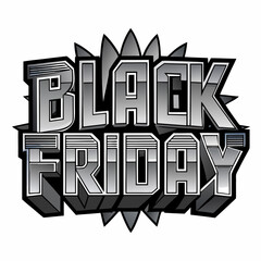 Bold Black Friday metallic text design for exciting seasonal sales promotions and advertising campaigns