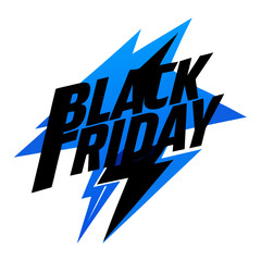Dynamic Black Friday sale announcement with vibrant electric blue lightning bolt graphic