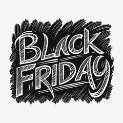 Bold Black Friday typography with energetic scratchy accents, perfect for sale announcements and promotional materials.