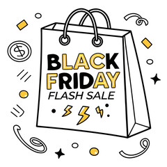 Score amazing deals with this dynamic Black Friday flash sale shopping bag design, perfect for promotions!