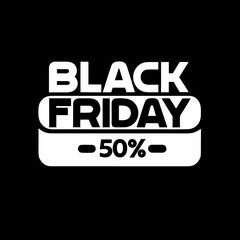 Dynamic Black Friday sale graphic featuring 50% off announcement, perfect for promotions