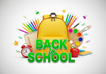 Back to school supplies backpack stationery education student learning study school supplies sale promotion