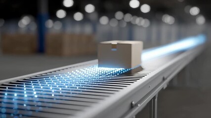 Digital twin technology optimizes logistics and automation with smart conveyor belt systems modern warehouse environments for efficient package - Powered by Adobe