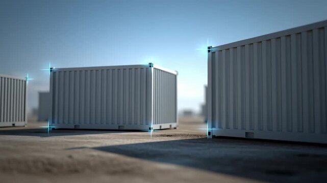 Digital twin technology revolutionizes outdoor industrial logistics with advanced container tracking and real time monitoring bright daylight
