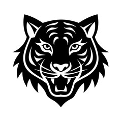 Silhouette a fierce tiger head with bared teeth stripes animal predator