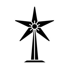 Fototapeta premium Silhouette a five-bladed wind turbine with a sun-like center energy power