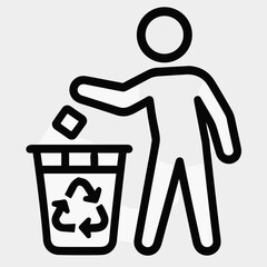Proper disposal of waste by a person using a recycling bin in an urban environment