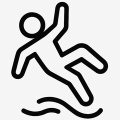 Person slipping on water while balancing near wet surface at a public place during daytime