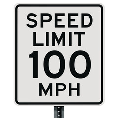 Speed limit sign indicating 100 miles per hour 