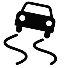 Car slippery when wet road sign car graphic design