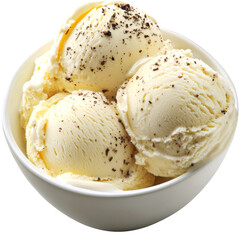 Bowl Of Vanilla Ice Cream With Chocolate Chips. Summer Dessert. Sweet Treat.