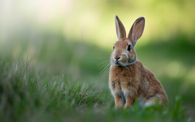 Close up portrait of a wild rabbit in green grass nature wildlife photography