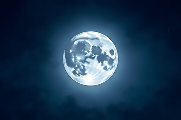 The moon shines brightly in the sky