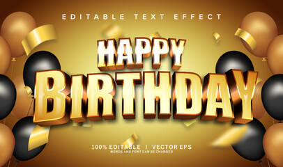 happy birthday vector text effect with modern style design