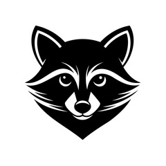 Silhouette a raccoon head with accents on a animal logo